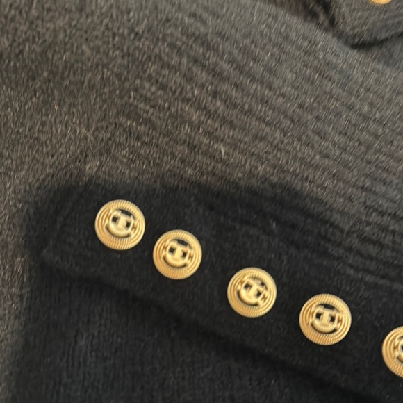 Black Turtleneck Sweater with Gold Button Accents - Picture 3 of 3